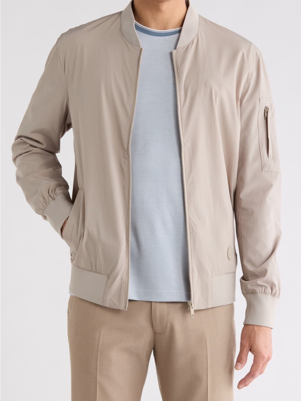 Men's Lightweight Bomber Jacket in Beige